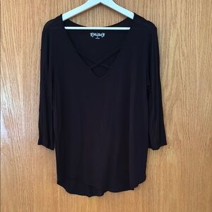 Mudd Black 3/4 Sleeve Blouse V-Neck